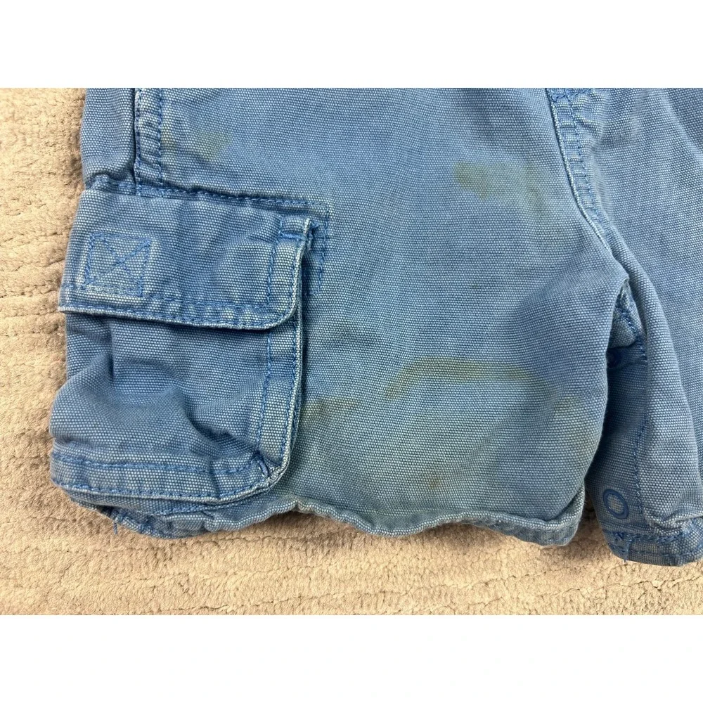 OshKosh B'gosh Shortalls Kids 18M Blue Cargo Canvas Overalls Vintage Utility